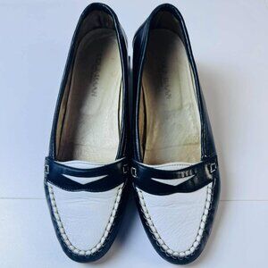 Vintage Cole Haan Leather Loafers | Size 6.5M | Black & White | Made in Italy